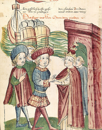 Othon IV de Brandebourg jouant aux checs - miniature du Codex Manesse - vers 1300